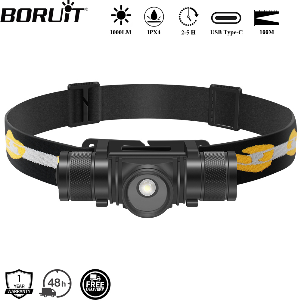 Lolin D32 - ไฟฉายคาดศีรษะ BORUiT D20 ซูม LED 1000LM