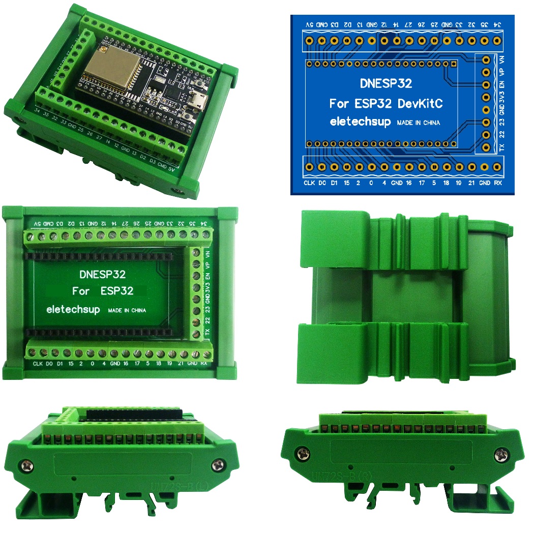 Devkitc - อะแดปเตอร์บล็อกขั้วต่อแบบสกรูสำหรับติดตั้งบนราง DIN สำหรับ ESP32S ESP WROOM